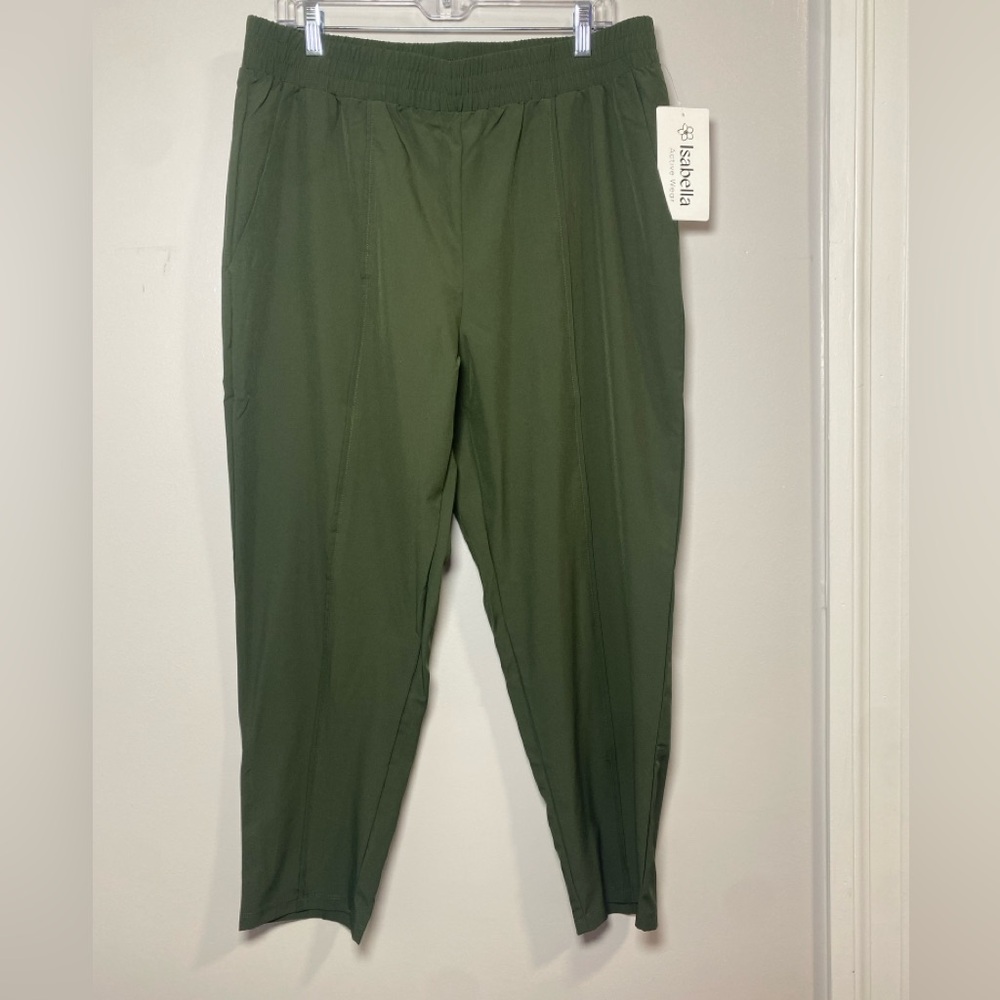 Isabella Active Wear Lightweight‎ Pullon Elastic Ankle Golf Pants Green Women L